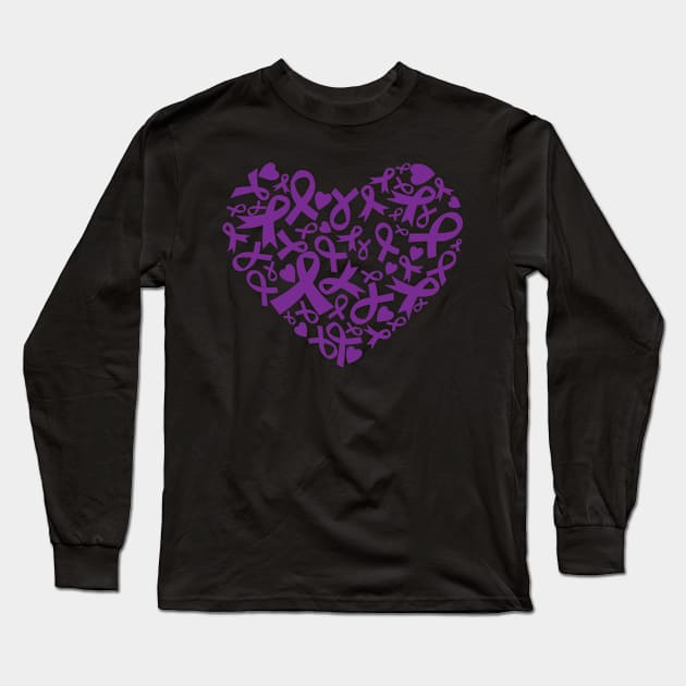 Heart of Awareness - Purple Long Sleeve T-Shirt by CuteCoCustom